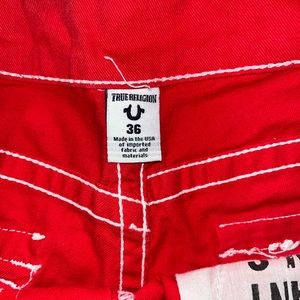 Men’s distressed Red Geno True Religion shorts size 36